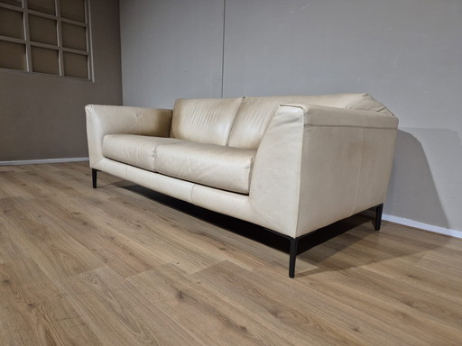 Pode Fold - 2,5-Sitzer Sofa - Creme - Braun - Leder - Design