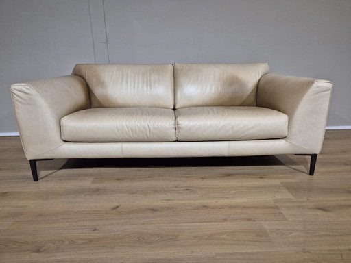 Pode Fold - 2,5-Sitzer Sofa - Creme - Braun - Leder - Design