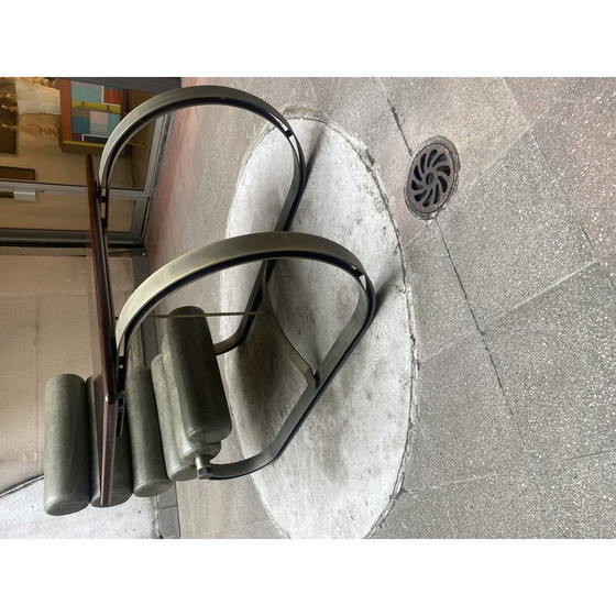 Image 1 of Vintage Schreibtisch aus Stahl, Leder und Mahagoni von Marzio Cecchi für Studio Most, Italien 1969