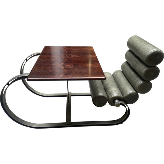 Image 1 of Vintage Schreibtisch aus Stahl, Leder und Mahagoni von Marzio Cecchi für Studio Most, Italien 1969