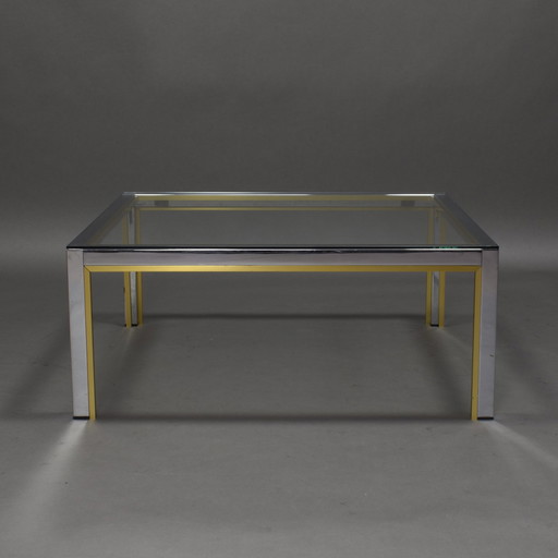 Romeo Rega Couchtisch in Chrom und Gold Italien, 1970er Jahre