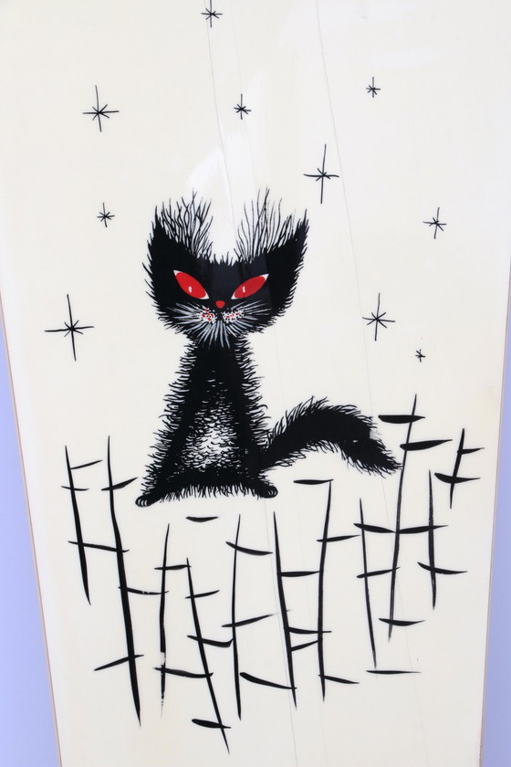 Image 1 of Italienische Wandgarderobe mit roten Katzen, Creme und Hutablage, 1960