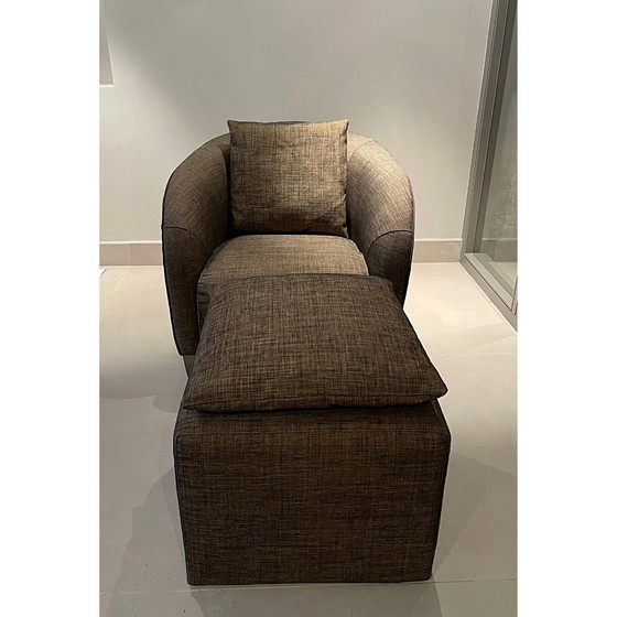 Image 1 of Klassischer Natuzzi-Sessel mit passendem Hocker + 2 Kissen