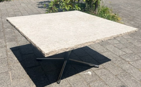 Image 1 of Couchtisch aus der Mid Century – Chrom-Travertin