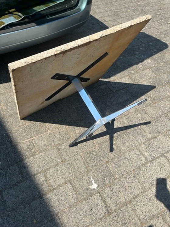 Image 1 of Couchtisch aus der Mid Century – Chrom-Travertin