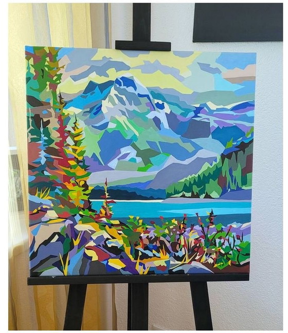 Image 1 of 50Х50Cm Original Acryl Wandgemälde "Fluss fließt" Malerei abstrakt modern