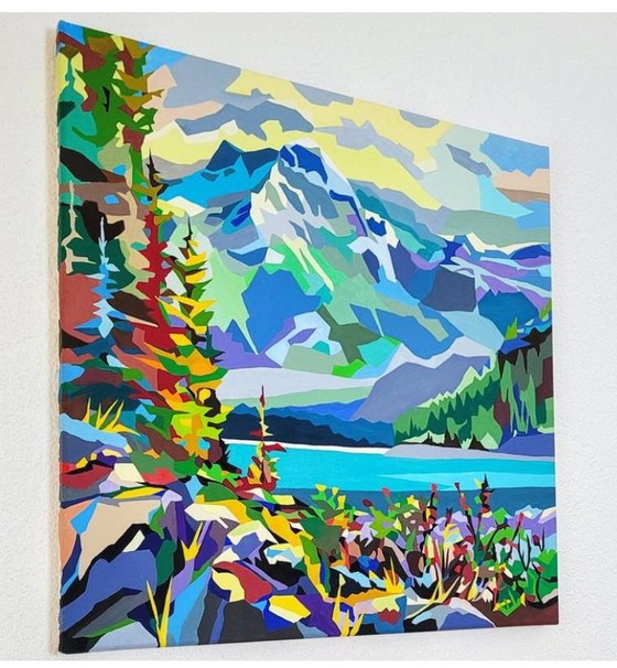 Image 1 of 50Х50Cm Original Acryl Wandgemälde "Fluss fließt" Malerei abstrakt modern