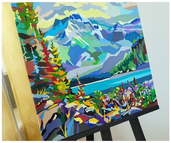 Image 1 of 50Х50Cm Original Acryl Wandgemälde "Fluss fließt" Malerei abstrakt modern