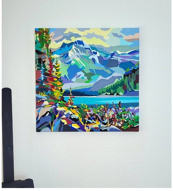 Image 1 of 50Х50Cm Original Acryl Wandgemälde "Fluss fließt" Malerei abstrakt modern