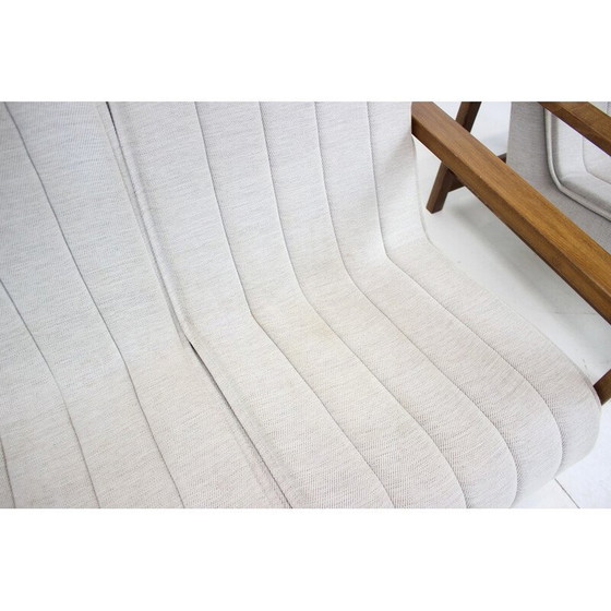 Image 1 of Paar Vintage-Sofas aus Stoff und Holz, Tschechoslowakei 1970