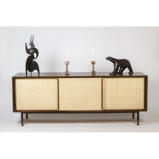 Image 1 of Rechteckiges Vintage-Sideboard aus Wengeholz und lackiertem Metall, Niederlande 1970