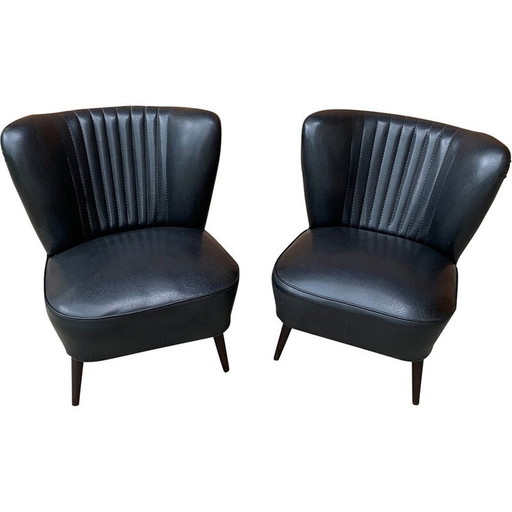 Paar schwarze Mid-Century Sky Cocktailsessel, 1950er Jahre