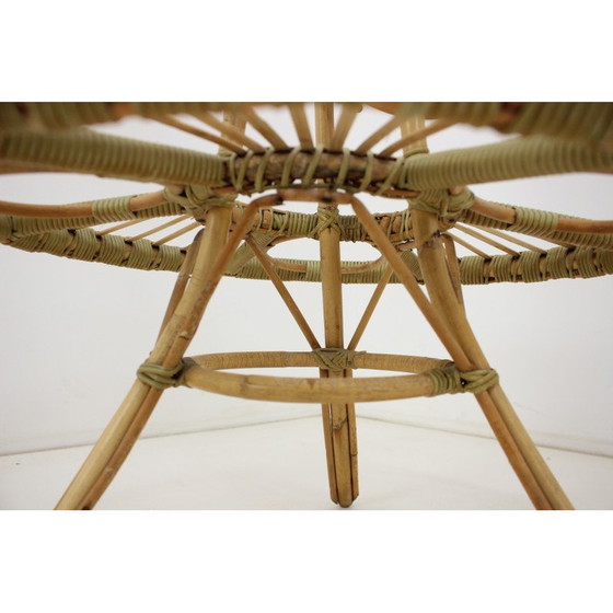 Image 1 of Mid-Century Rattan Blumenständer, Tschechoslowakei 1960er Jahre