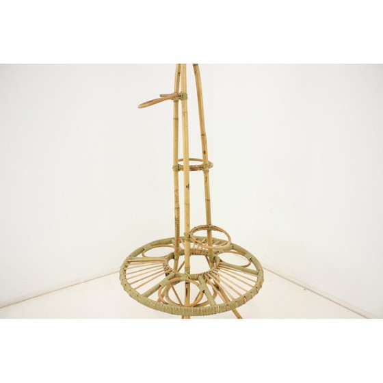 Image 1 of Mid-Century Rattan Blumenständer, Tschechoslowakei 1960er Jahre