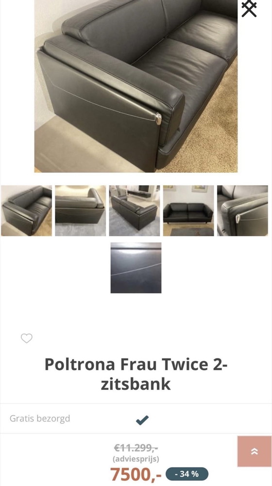 Image 1 of Poltrona Frau Sofa Twice mit Ottomane