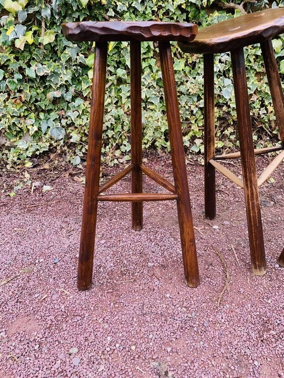 Image 1 of Set Aus Drei Brutalistischen Dreibeinhockern