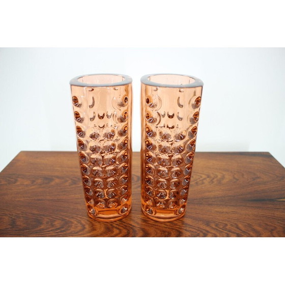Image 1 of Paar alte Glasvasen von Rudolf Jurnikl, Tschechoslowakei 1962