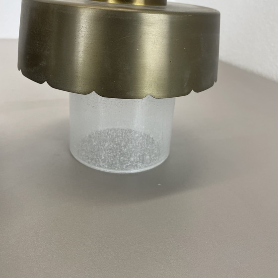 Image 1 of Satz von zwei minimalistischen Messing und Glas "Tube" Deckenleuchte, Italien 1970S