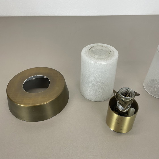 Image 1 of Satz von zwei minimalistischen Messing und Glas "Tube" Deckenleuchte, Italien 1970S