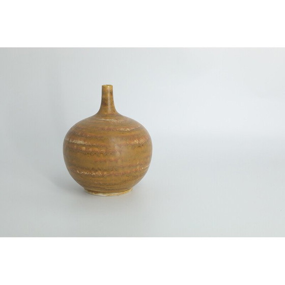 Image 1 of Kugelförmige Vase aus braunem Steingut von Gunnar Borg für Höganäs Keramik, Schweden 1960