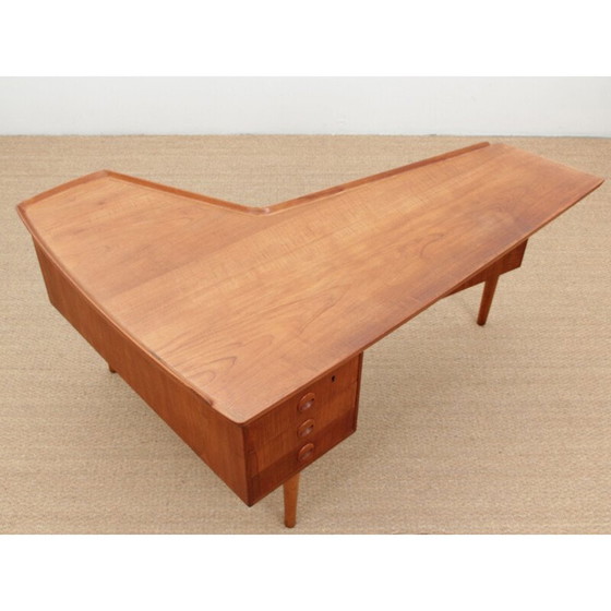 Image 1 of Vintage Bumerang Schreibtisch Skandinavisch Teakholz