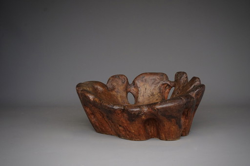 Geschnitzter Massivholzstuhl, 1970