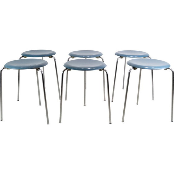 Image 1 of 6er Set Dot Hocker Modell 3170 von Arne Jacobsen für Fritz Hansen, 1974