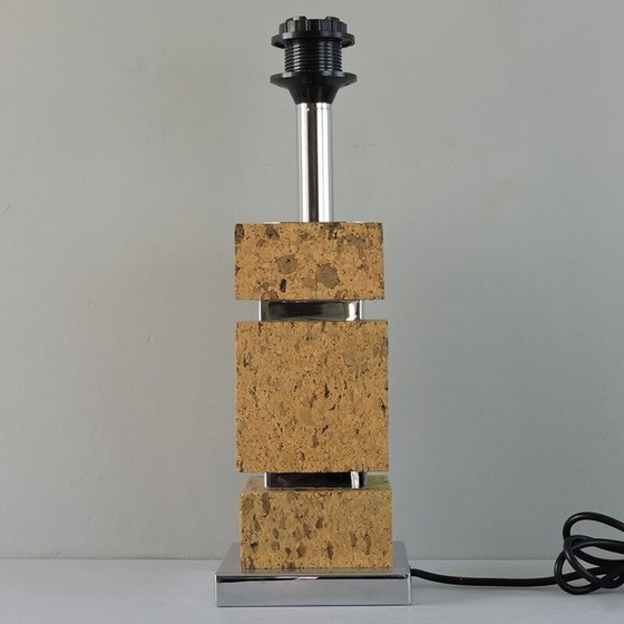 Image 1 of Vintage-Lampe aus Kork und verchromtem Metall, Frankreich 1970