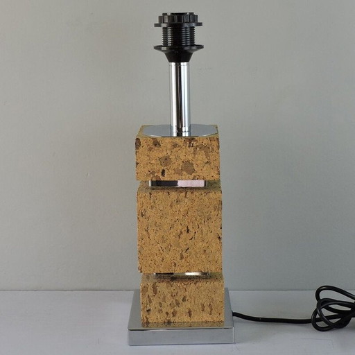 Vintage-Lampe aus Kork und verchromtem Metall, Frankreich 1970