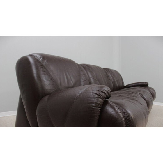 Image 1 of Modulares 3-Sitzer-Sofa aus Leder, 1970er Jahre