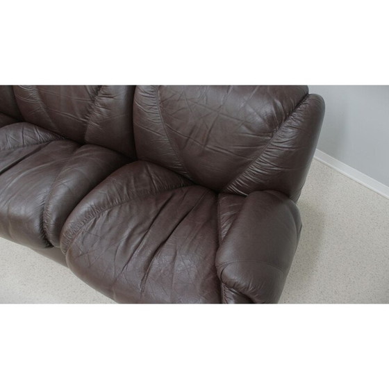 Image 1 of Modulares 3-Sitzer-Sofa aus Leder, 1970er Jahre