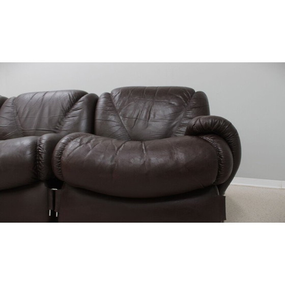Image 1 of Modulares 3-Sitzer-Sofa aus Leder, 1970er Jahre