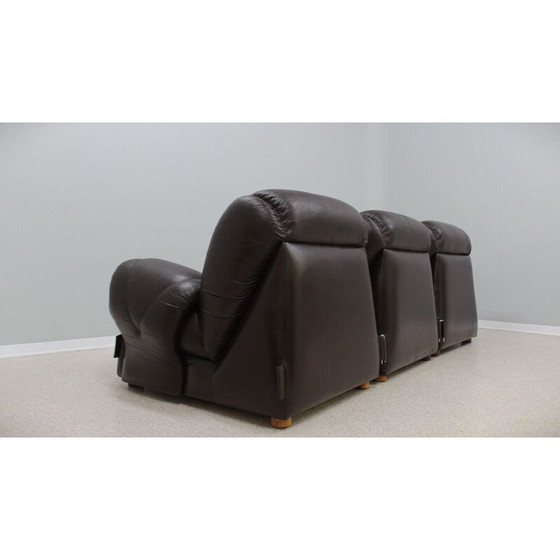 Image 1 of Modulares 3-Sitzer-Sofa aus Leder, 1970er Jahre