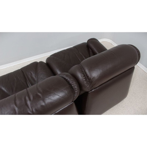 Image 1 of Modulares 3-Sitzer-Sofa aus Leder, 1970er Jahre