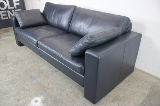 Image 1 of Cor Conseta Dreisitzer Couch Designer Echtleder Dunkelblau Sofa