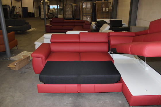 Image 1 of Ledersofa Schlafsofa Mit Stauraum Und Verstellbaren Armlehnen Ledercouch Lederecksofa Sofa Couch Ecksofa