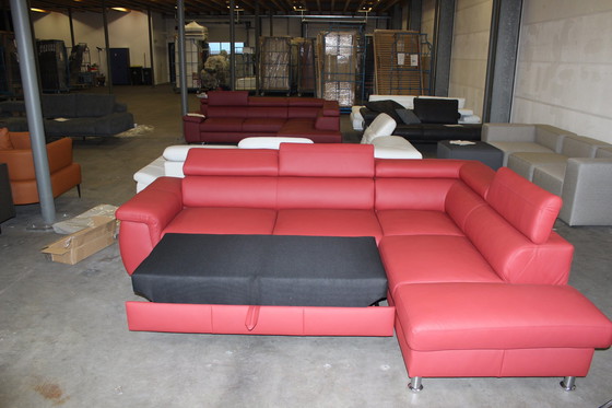 Image 1 of Ledersofa Schlafsofa Mit Stauraum Und Verstellbaren Armlehnen Ledercouch Lederecksofa Sofa Couch Ecksofa