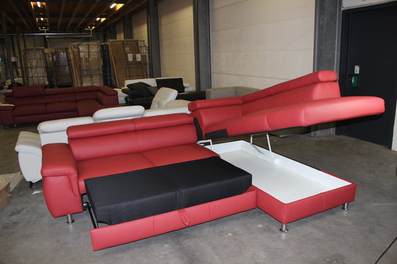 Image 1 of Ledersofa Schlafsofa Mit Stauraum Und Verstellbaren Armlehnen Ledercouch Lederecksofa Sofa Couch Ecksofa