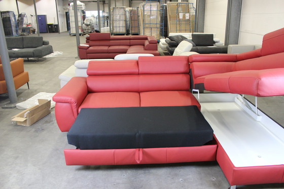 Image 1 of Ledersofa Schlafsofa Mit Stauraum Und Verstellbaren Armlehnen Ledercouch Lederecksofa Sofa Couch Ecksofa