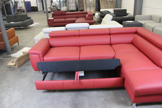 Image 1 of Ledersofa Schlafsofa Mit Stauraum Und Verstellbaren Armlehnen Ledercouch Lederecksofa Sofa Couch Ecksofa