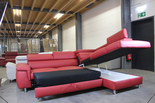 Ledersofa Schlafsofa Mit Stauraum Und Verstellbaren Armlehnen Ledercouch Lederecksofa Sofa Couch Ecksofa