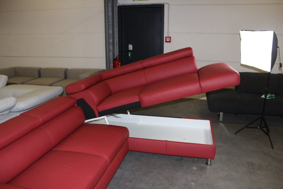 Image 1 of Ledersofa Schlafsofa Mit Stauraum Und Verstellbaren Armlehnen Ledercouch Lederecksofa Sofa Couch Ecksofa