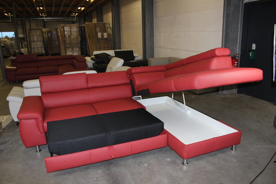 Image 1 of Ledersofa Schlafsofa Mit Stauraum Und Verstellbaren Armlehnen Ledercouch Lederecksofa Sofa Couch Ecksofa