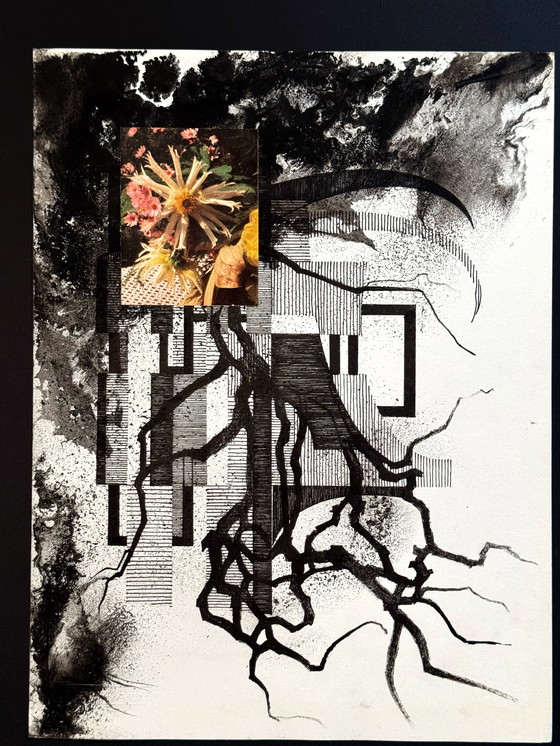 Image 1 of Ein Satz von 2 Kunstwerken mit Elementen der Collage - Eugene Eechaut (1928-2019)