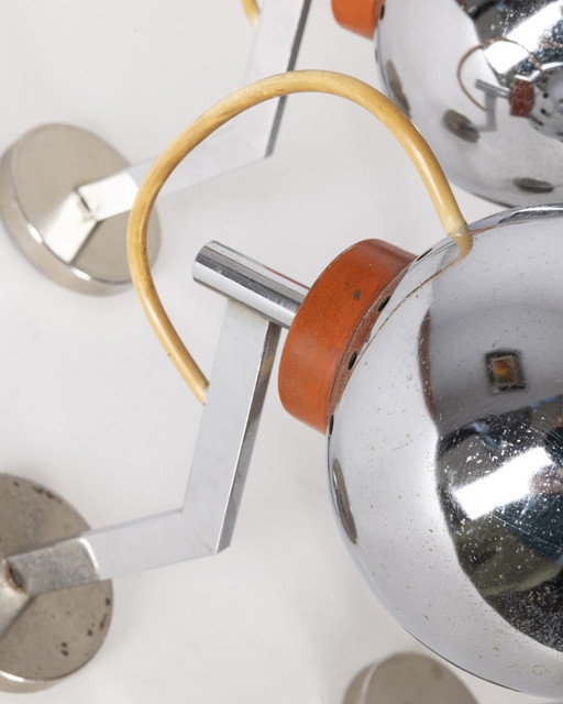 Satz von 4 70S Wandlampen aus verchromtem Metall Italienisches Design