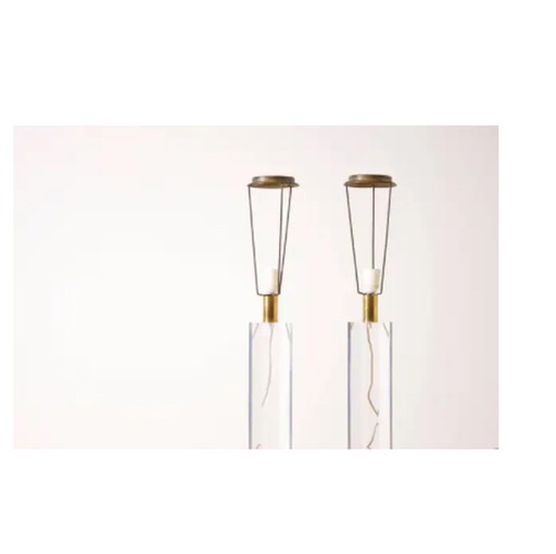 2x Französische Lucite-Tischlampen