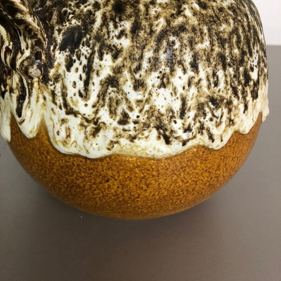 Image 1 of Satz von zwei Vasen aus Keramik Fett Lava Modell "484-21" von Scheurich Deutschland 1970