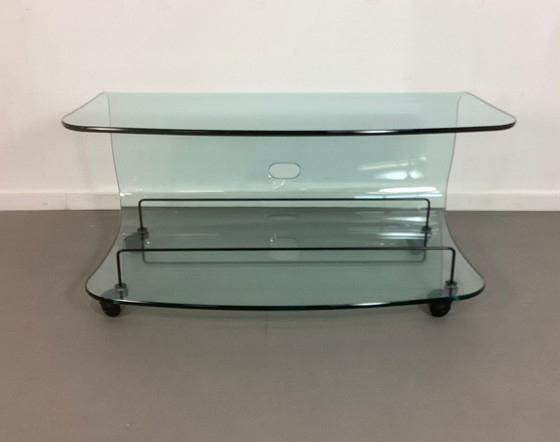 Image 1 of Fiam Italienisches TV-Möbel/Salontisch aus gebogenem Glas
