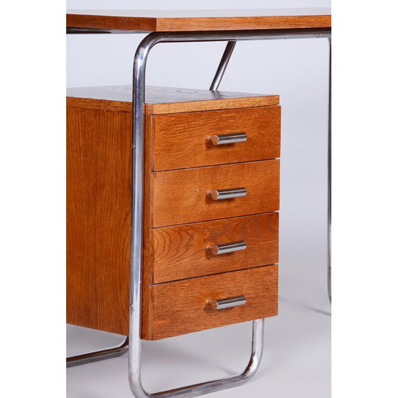 Image 1 of Bauhaus-Schreibtisch aus Eichenholz von Robert Slezak, 1930er Jahre