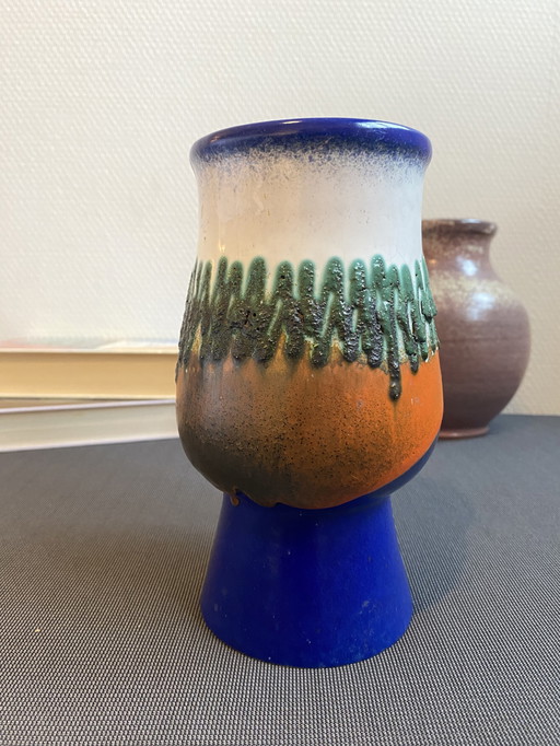 Vase aus Strehla Keramik mit Fatlava-Glasur